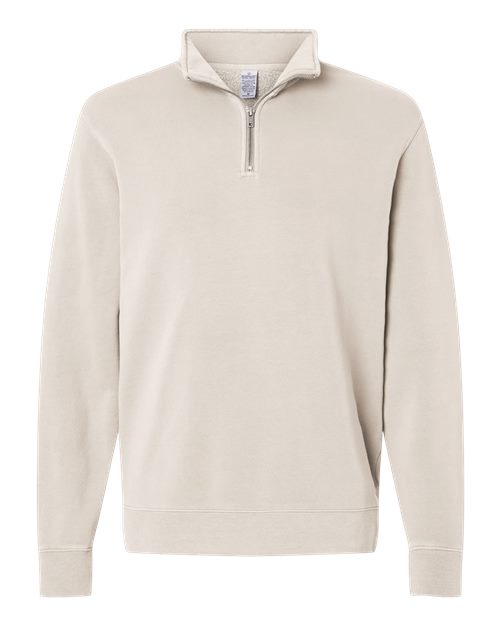 Unisex Pigment-Dyed Quarter-Zip Pullover - Pigment Ivory Front
