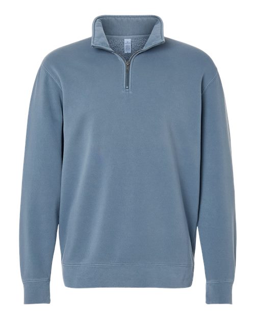 Unisex Pigment-Dyed Quarter-Zip Pullover - Pigment Slate Blue Front