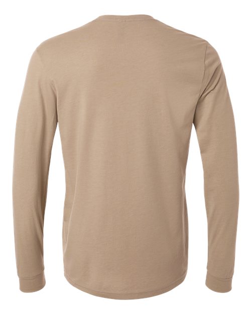 Unisex CVC Long Sleeve T-Shirt - Heather Tan Back