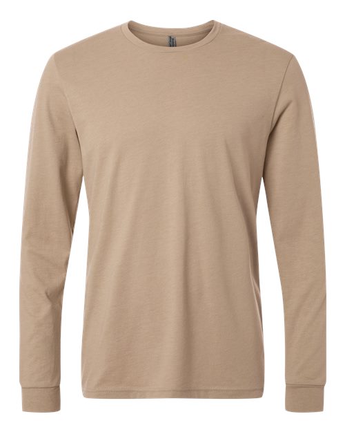 Unisex CVC Long Sleeve T-Shirt - Heather Tan Front