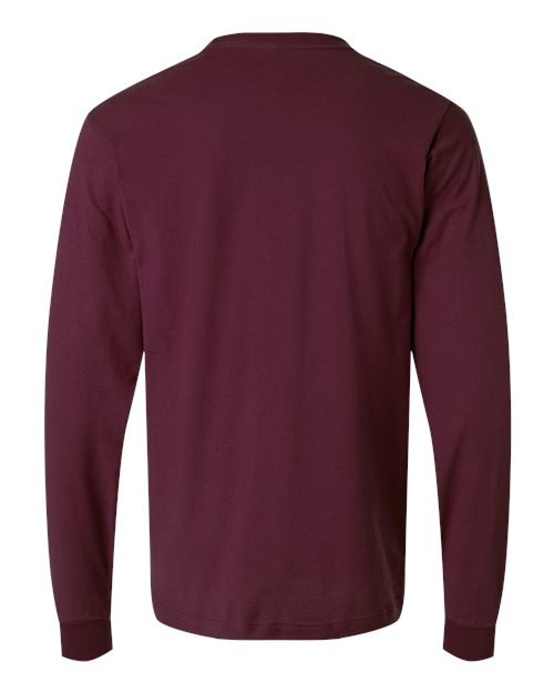 Unisex Fine Jersey Long Sleeve T-Shirt - Burgundy Back