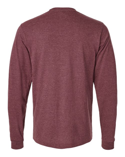Unisex Fine Jersey Long Sleeve T-Shirt - Heather Burgundy Back