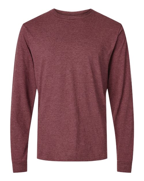 Unisex Fine Jersey Long Sleeve T-Shirt - Heather Burgundy Front