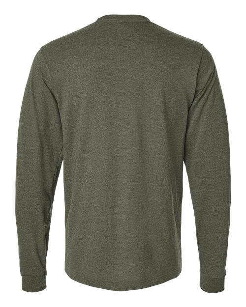 Unisex Fine Jersey Long Sleeve T-Shirt - Heather Military Green Back