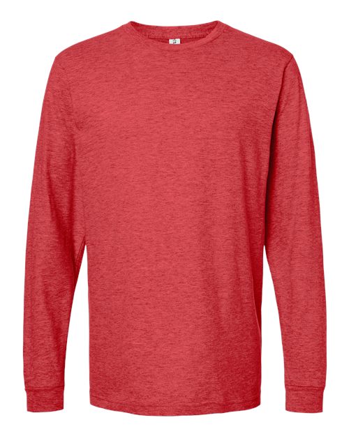 Unisex Fine Jersey Long Sleeve T-Shirt - Heather Red Front