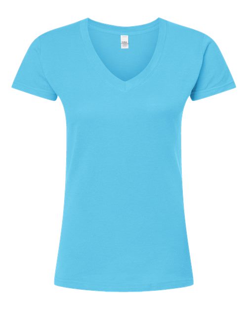 Women's Fine Jersey V-Neck T-Shirt - Aqua Front