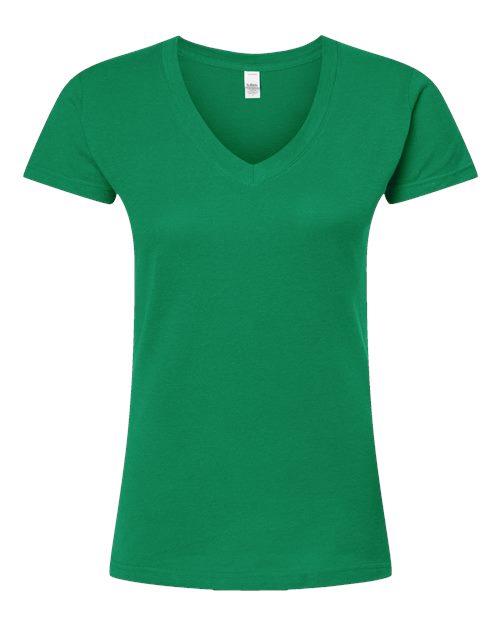 Women's Fine Jersey V-Neck T-Shirt - Kelly Green Front