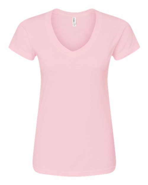 Women's Fine Jersey V-Neck T-Shirt - Pink Front