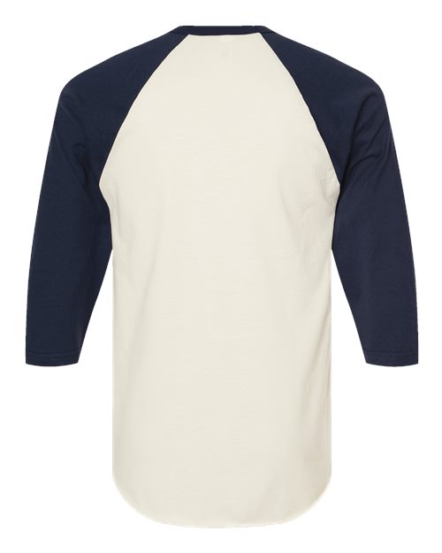 Unisex Fine Jersey Raglan T-Shirt - Vintage White/ Navy Back