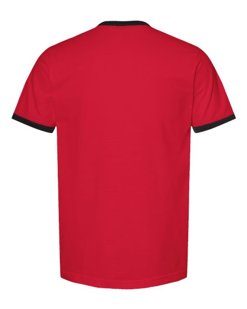 Unisex Fine Jersey Ringer T-Shirt - Red/ Black Back