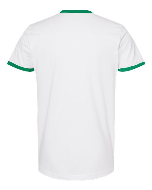 Unisex Fine Jersey Ringer T-Shirt - White/ Kelly Back