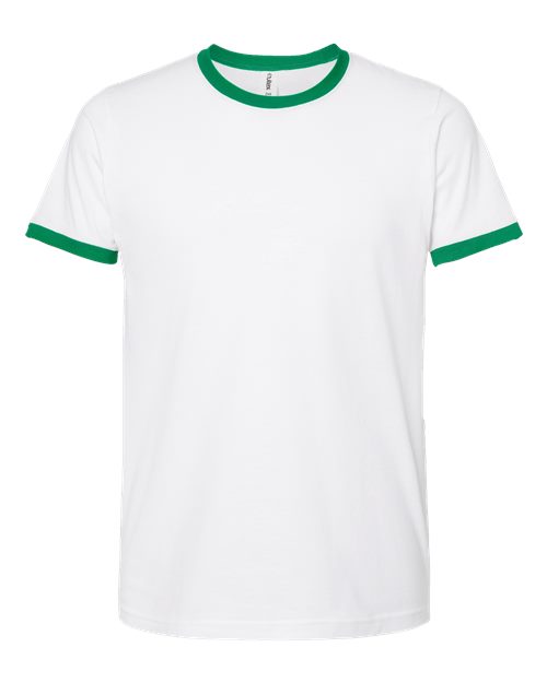 Unisex Fine Jersey Ringer T-Shirt - White/ Kelly Front