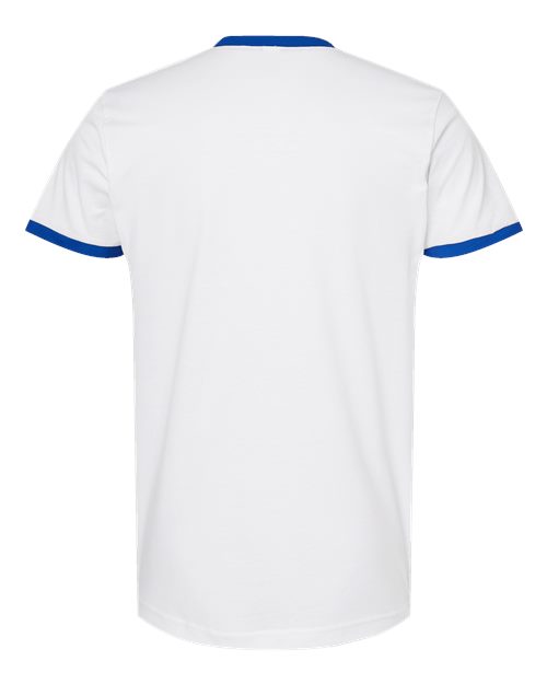 Unisex Fine Jersey Ringer T-Shirt - White/ Royal Back