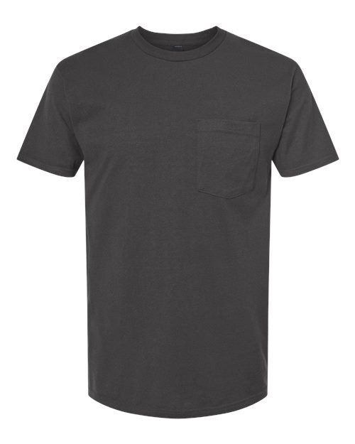 Tultex Unisex Heavyweight Jersey Pocket T-Shirt - Charcoal Front