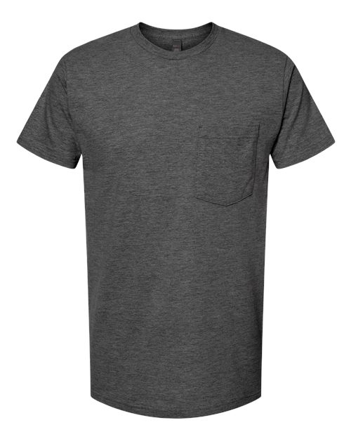 Unisex Heavyweight Jersey Pocket T-Shirt - Heather Charcoal Front
