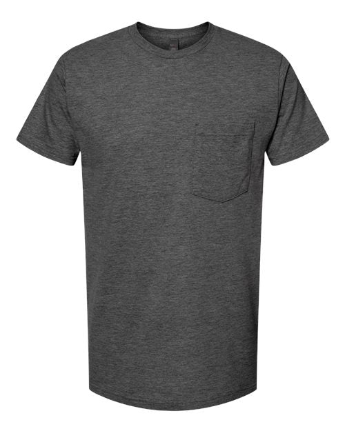 Tultex Unisex Heavyweight Jersey Pocket T-Shirt - Heather Charcoal Front