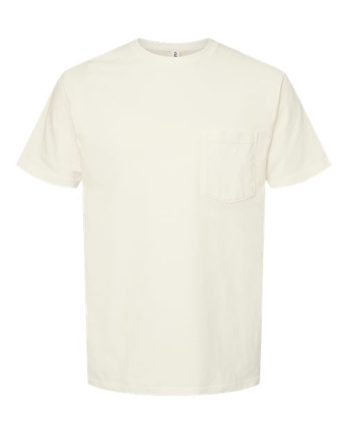 Tultex Unisex Heavyweight Jersey Pocket T-Shirt - Natural Front