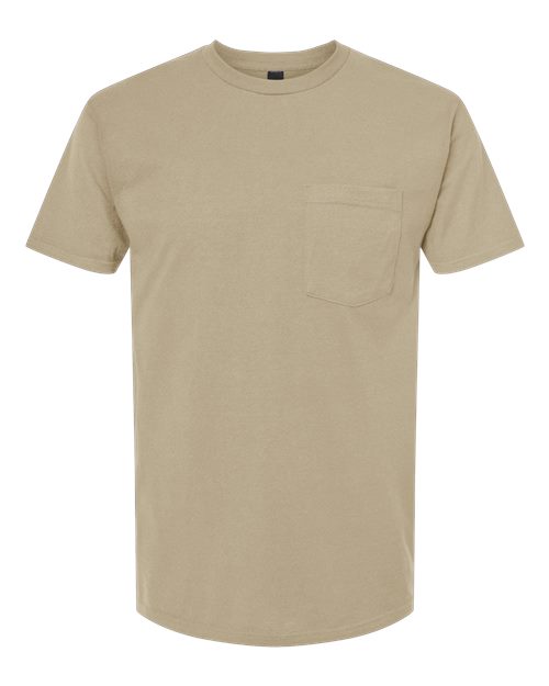 Unisex Heavyweight Jersey Pocket T-Shirt - Sand Front
