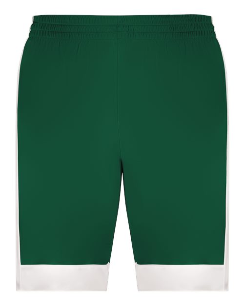 Augusta Sportswear Unisex Match-Up Basketball Shorts - Dark Green/ White Front