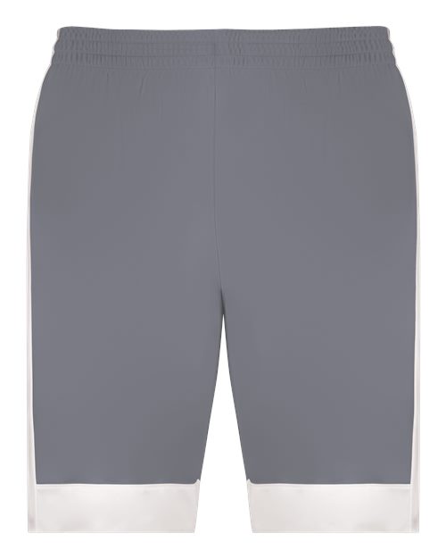 Augusta Sportswear Unisex Match-Up Basketball Shorts - Graphite/ White Front