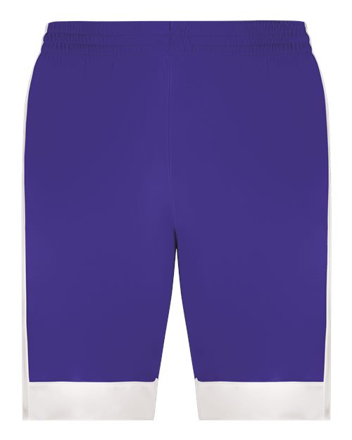 Augusta Sportswear Unisex Match-Up Basketball Shorts - Purple/ White Front