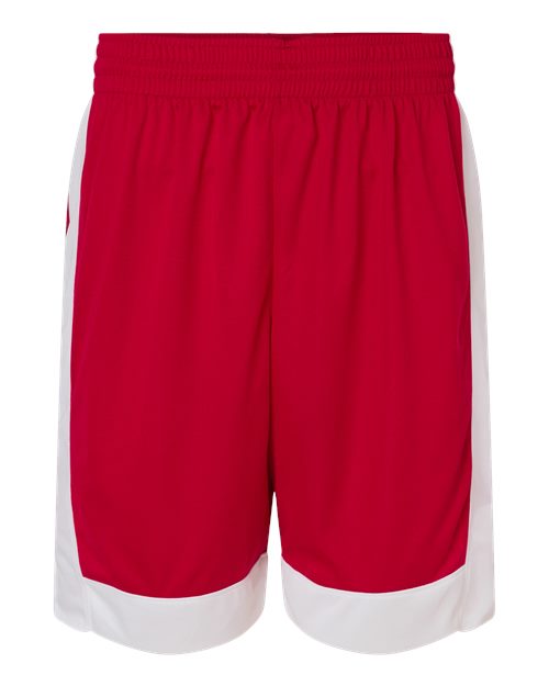 Unisex Match-Up Basketball Shorts - Scarlet/ White Front