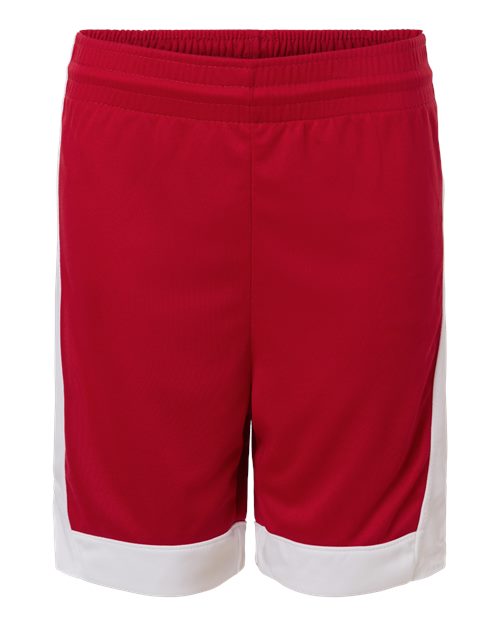 Youth Match-Up Basketball Shorts - Scarlet/ White Front