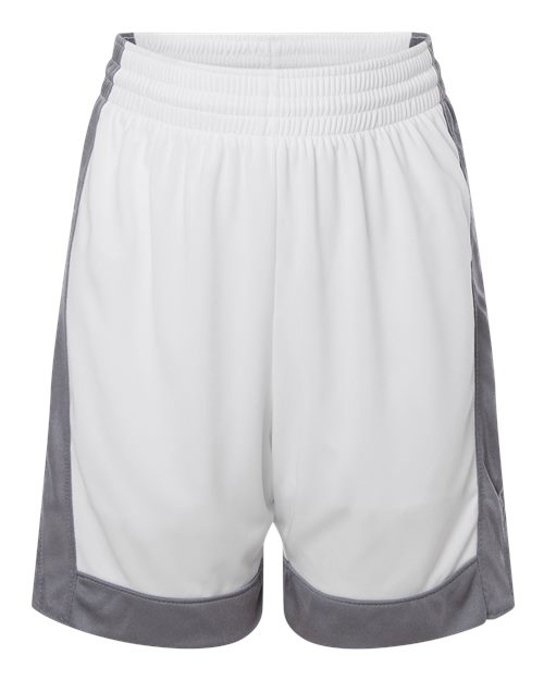 Youth Match-Up Basketball Shorts - White/ Graphite Front