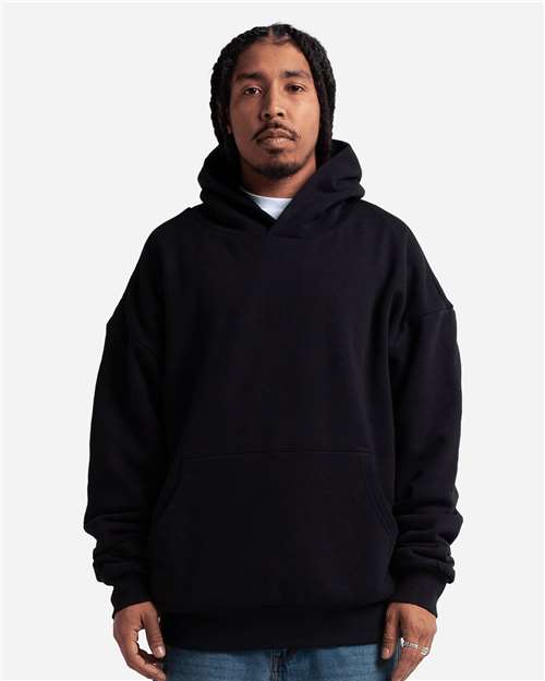Unisex Garment-Dyed Double Layer Reversible Hooded Sweatshirt - Black Front