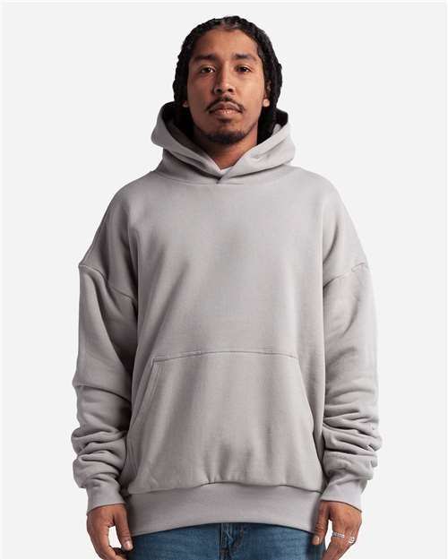 Unisex Garment-Dyed Double Layer Reversible Hooded Sweatshirt - Fog Grey Front