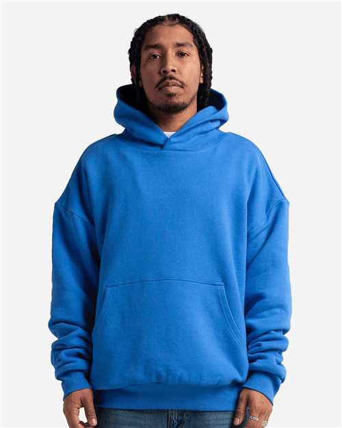 Unisex Garment-Dyed Double Layer Reversible Hooded Sweatshirt - Military Blue Front