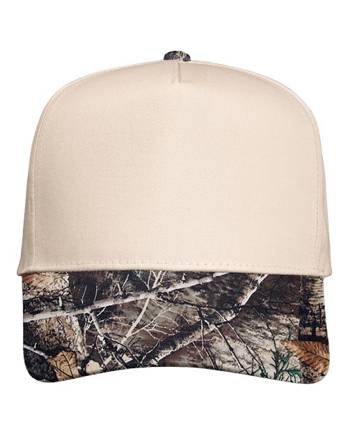 Five-Panel Twill Cap - Natural/ Realtree All Purpose Front