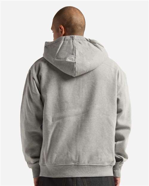 Unisex Essential Super Heavyweight Full-Zip Hooded Sweatshirt - Heather Grey Back