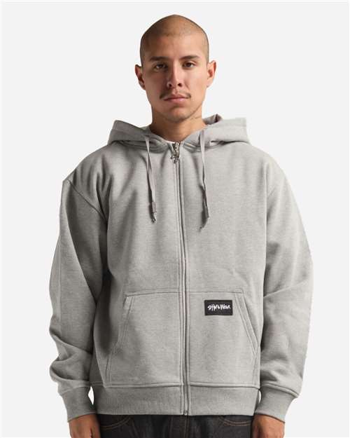 Unisex Essential Super Heavyweight Full-Zip Hooded Sweatshirt - Heather Grey Front