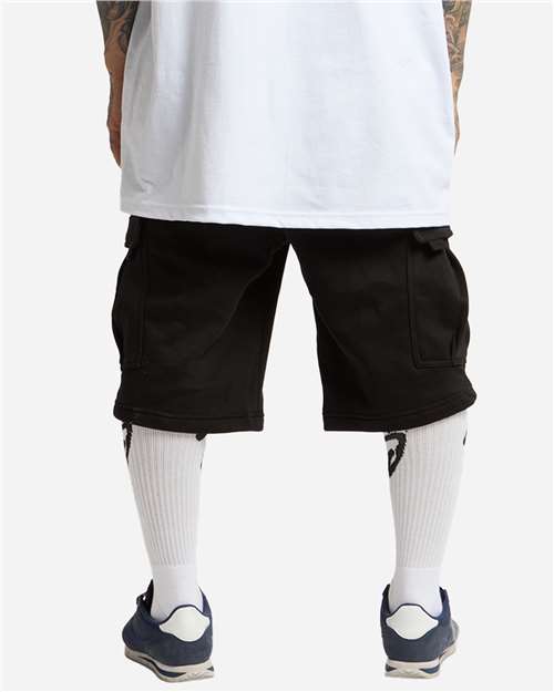 Unisex Fleece Cargo Shorts - Black Back