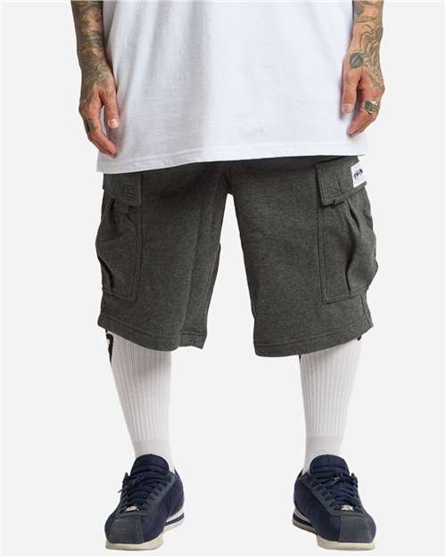 Unisex Fleece Cargo Shorts - Charcoal Grey Front