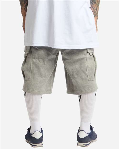 Unisex Fleece Cargo Shorts - Heather Grey Back