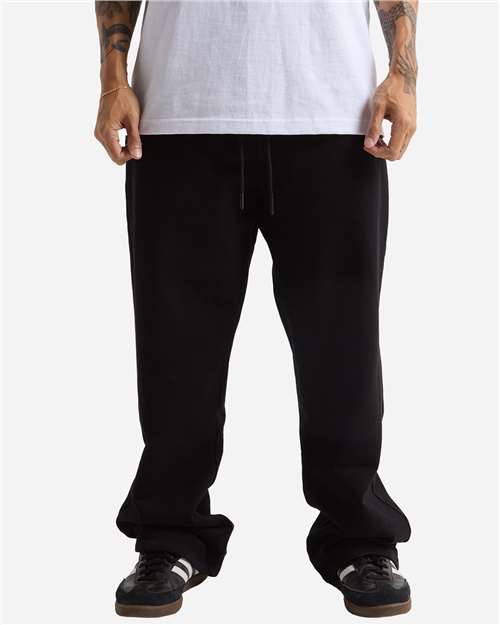 Unisex Garment-Dyed Straight Leg Sweatpants - Black Front