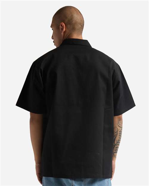 Unisex Work Heavyweight Quarter-Zip Short Sleeve Shirt - Black Back