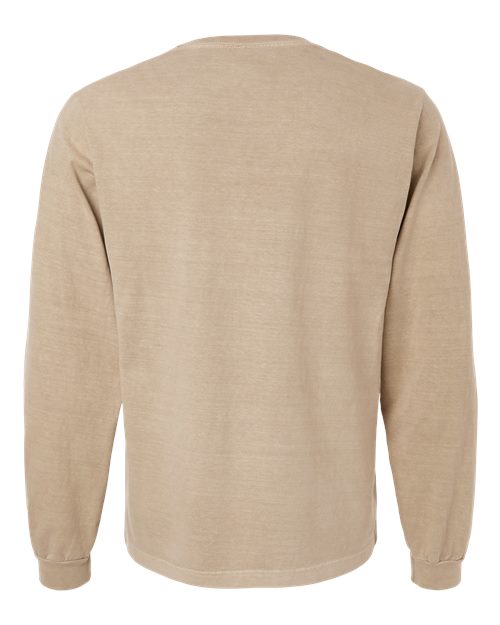 Unisex Heavyweight Garment-Dyed Long Sleeve Tee - Khaki Back