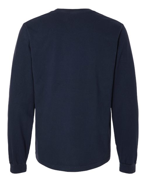 Unisex Heavyweight Garment-Dyed Long Sleeve Tee - Navy Back