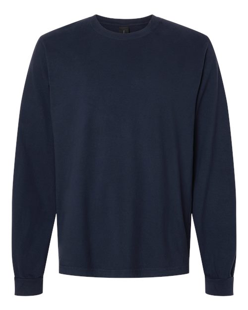 Unisex Heavyweight Garment-Dyed Long Sleeve Tee - Navy Front