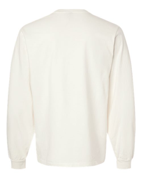 Unisex Heavyweight Garment-Dyed Long Sleeve Tee - Vintage White Back