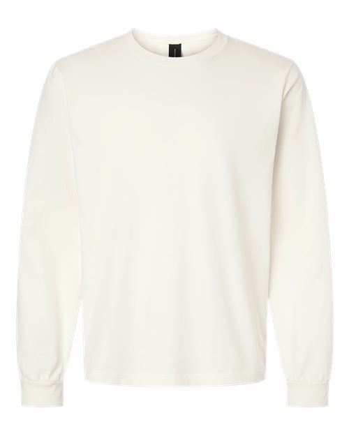 Unisex Heavyweight Garment-Dyed Long Sleeve Tee - Vintage White Front