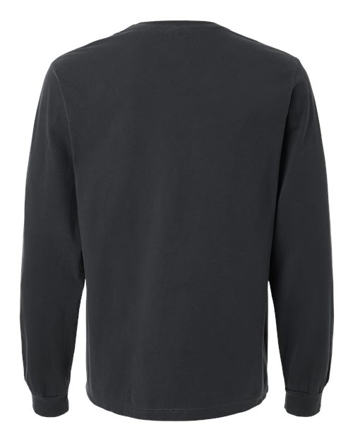 Unisex Heavyweight Garment-Dyed Long Sleeve Tee - Washed Black Back