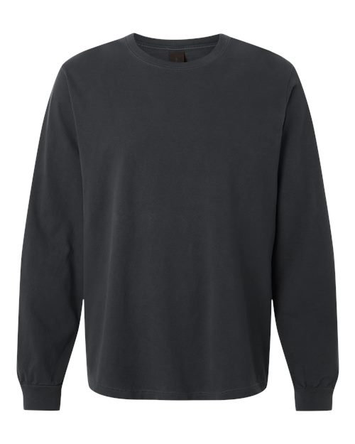 Unisex Heavyweight Garment-Dyed Long Sleeve Tee - Washed Black Front