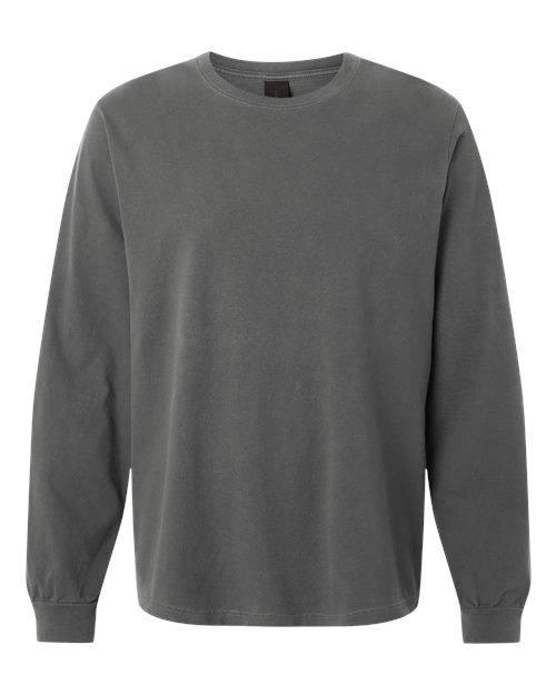 Unisex Heavyweight Garment-Dyed Long Sleeve Tee - Washed Charcoal Front