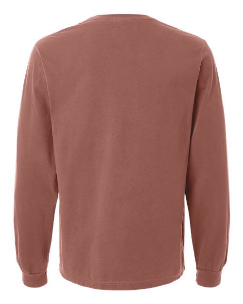 Unisex Heavyweight Garment-Dyed Long Sleeve Tee - Washed Chestnut Back