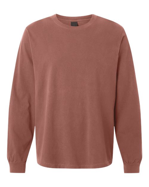 Unisex Heavyweight Garment-Dyed Long Sleeve Tee - Washed Chestnut Front