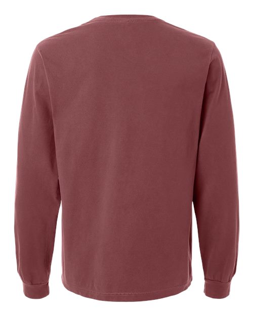 Unisex Heavyweight Garment-Dyed Long Sleeve Tee - Washed Maroon Back